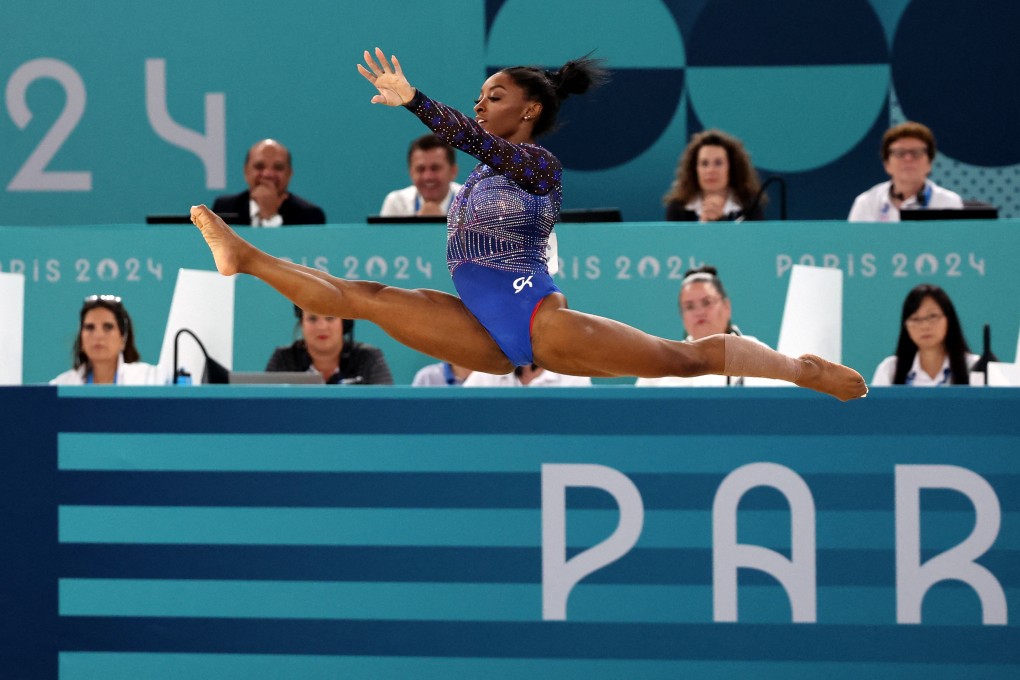 Simone Biles of the United States in action during the Olympic women’s gymnastics all-around final in Paris on August 1. Photo: Reuters