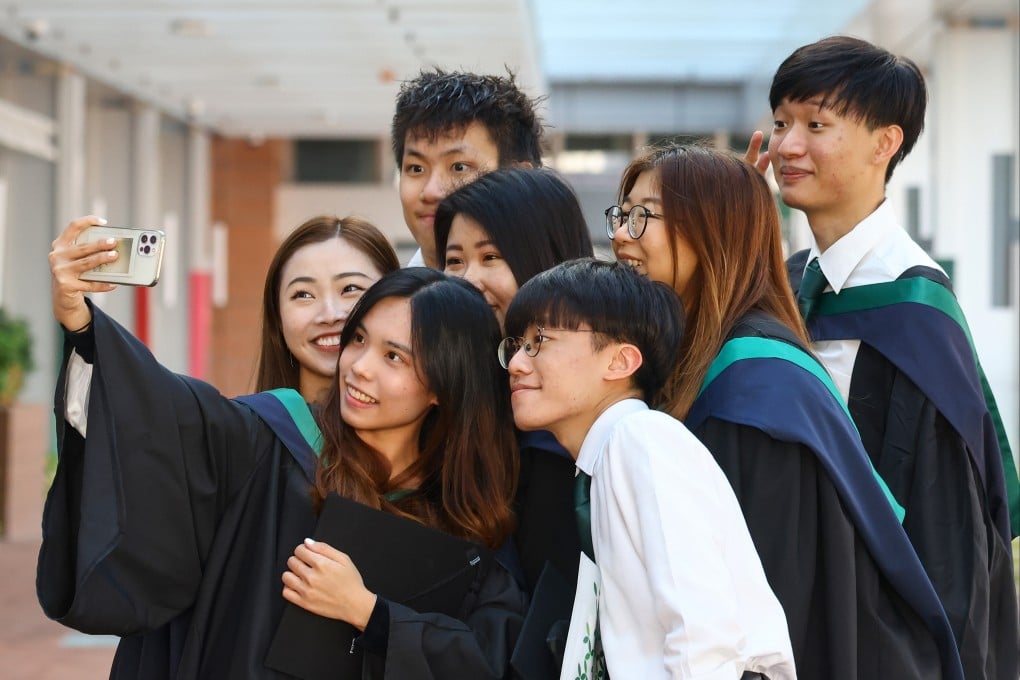 University of Hong Kong graduates, revealed to be the highest earning after they finish their degrees, celebrate after the awards ceremony. Photo: Dickson Lee