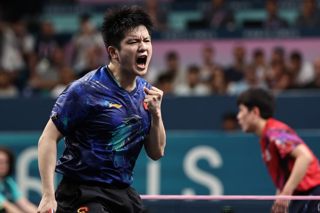 China’s Fan Zhendong (left) came out on top in a pulsating table tennis quarter-final against Harimoto Tomokazu. Photo: Xinhua