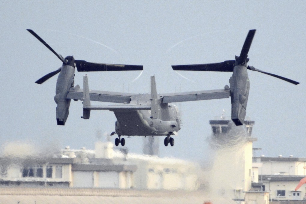 A US military CV-22 Osprey taking off from Iwakuni base, Yamaguchi prefecture, western Japan. File photo: Kyodo
