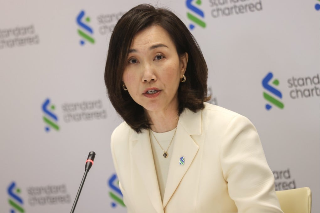 Mary Huen Wai-yi, CEO of Standard Chartered Hong Kong, speaks at the bank’s 2023 results announcement on February 23, 2024. Photo: Jonathan Wong