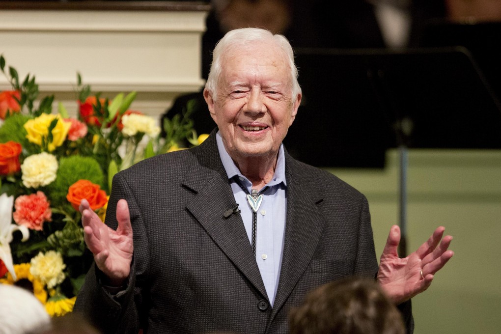 Former US president Jimmy Carter teaches Sunday School class at the Maranatha Baptist Church in his hometown of Plains, Georgia, in August 2015. Photo: AP
