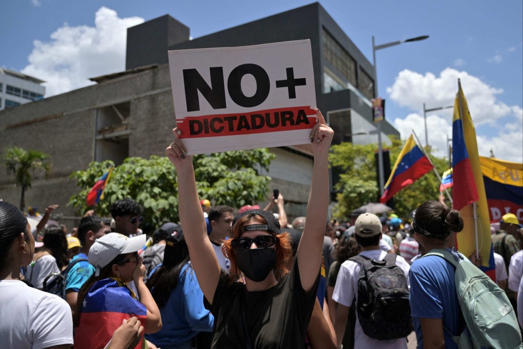 Opponents of Venezuelan President Nicolas Maduro gather for a demonstration called by opposition leader Maria Corina Machado over the disputed  presidential election results, in Caracas on August 3. Photo: AFP