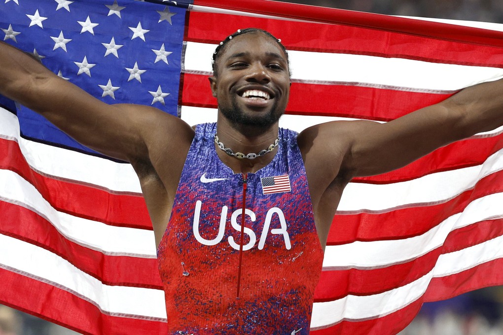 Noah Lyles of the United States celebrates winning the men’s 100m final in Paris. Photo: EPA-EFE