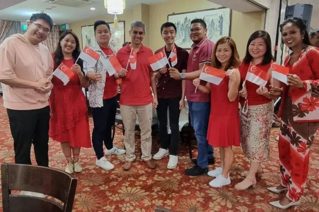 Singapore’s former MP Leon Perera (fourth from left) posted a picture of himself at Progress Singapore Party’s National Day dinner on his Instagram story over the weekend. Photo: Leon Perera’s Instagram