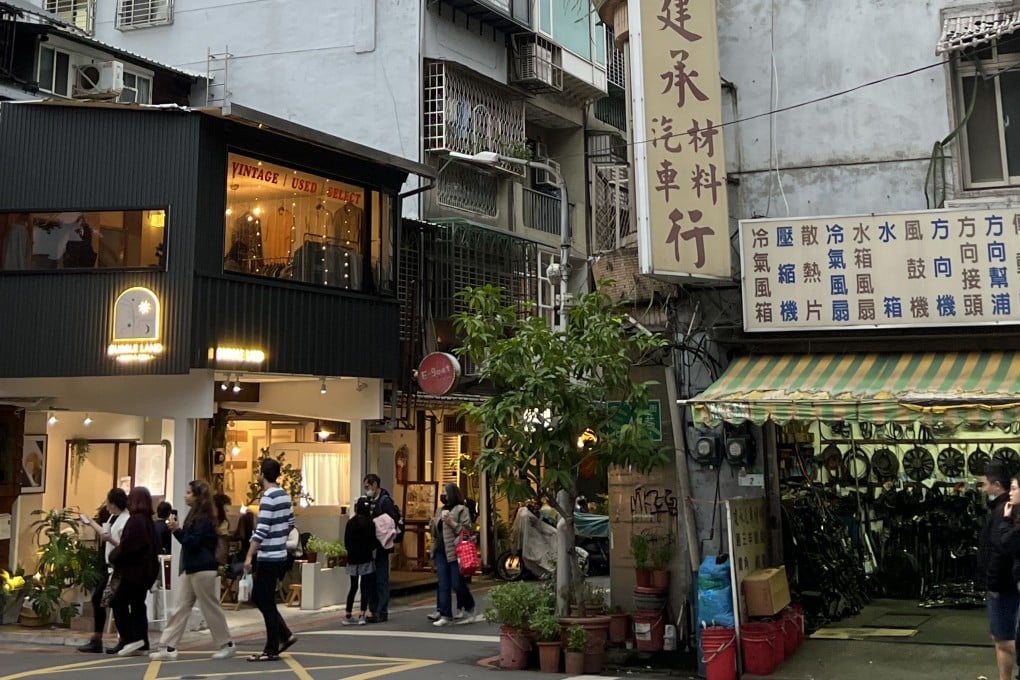 Dusty workshops and hardware stores exist alongside trendy new cafes and lifestyle shops on Chifeng Street in Taipei’s Zhongshan district. Photo: Mavis Teo