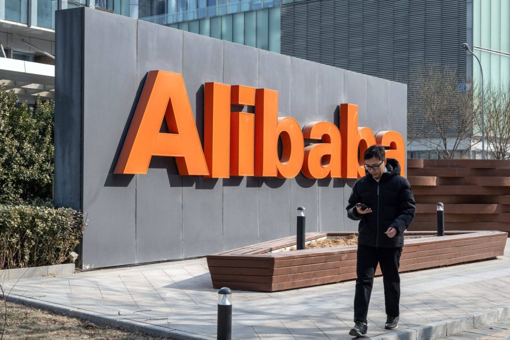 Signage for Alibaba at one of the company’s offices in Beijing, Feb. 6, 2024. Photo: Bloomberg