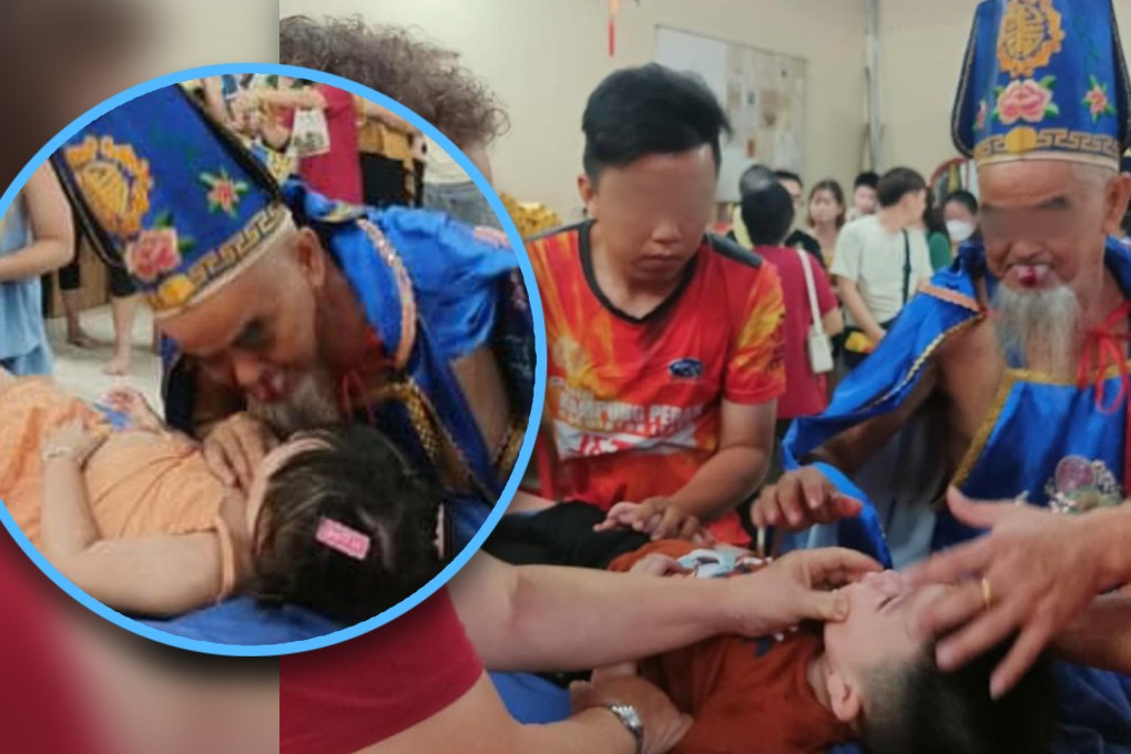 A Malaysian shaman is facing child abuse accusations over a so-called blood kiss ritual he performed on several children. Photo: SCMP composite/Facebook