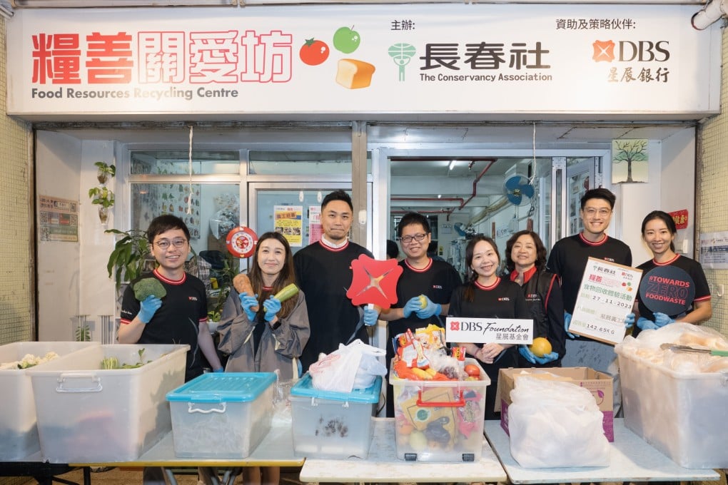 The DBS Foundation and its volunteers are partnered with The Conservancy Association, which operates the Food Resources Recycling Centre. Together, they help people in need by recycling and redistributing unsold produce collected from Hong Kong’s wet markets. Photo: DBS Foundation