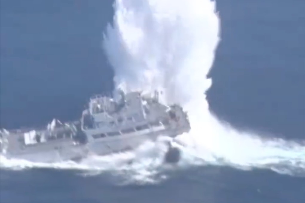 A Chinese submarine attacks a target ship in a demonstration of its capabilities. Photo: CCTV