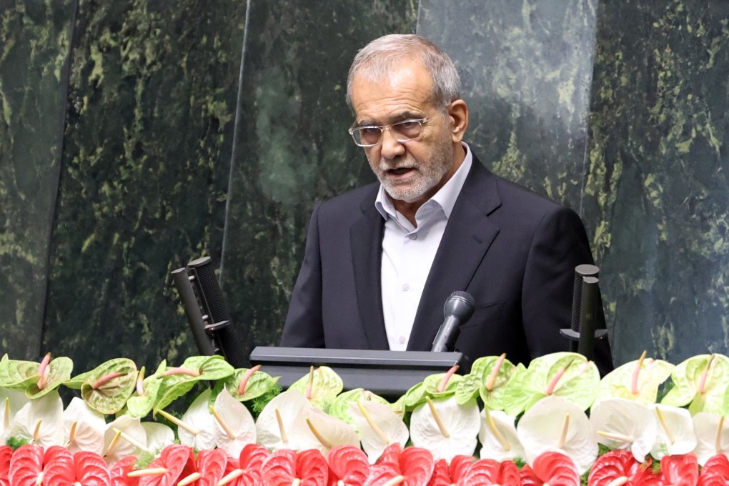 President Masoud Pezeshkian speaks after being sworn-in as the new president of Iran. Photo: EPA-EFE