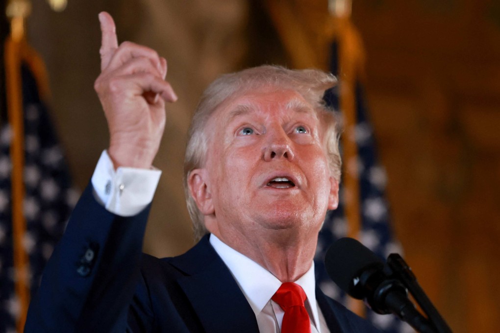 Republican US presidential candidate Donald Trump speaks during a press conference at Mar-a-Lago on Friday. Photo: AFP
