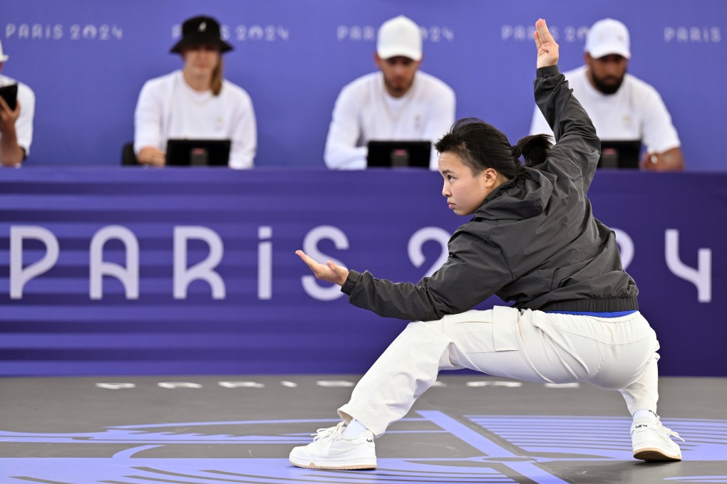 China’s Liu Qingyi, known as B-Girl 671, overcame the Netherlands’ India Sardjoe to claim a breaking bronze medal. Photo: Xinhua