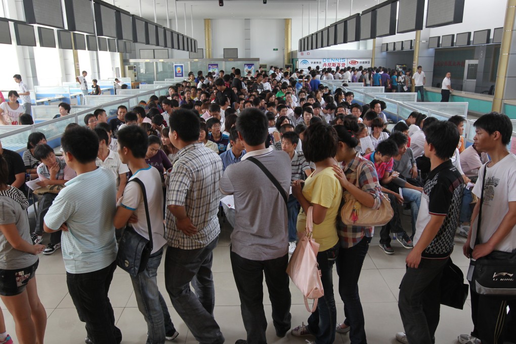 Applicants for shift work at Foxconn’s factory in Henan on  4 September 2010. Photo: Dickson Lee