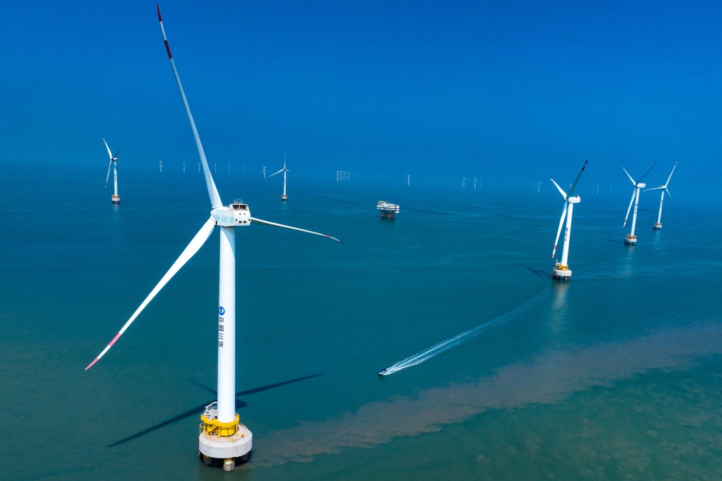 A drone photo taken on August 8, 2024 shows the Xinghua Bay pilot wind farm in Fuqing City in southeast China’s Fujian Province. Photo: Xinhua