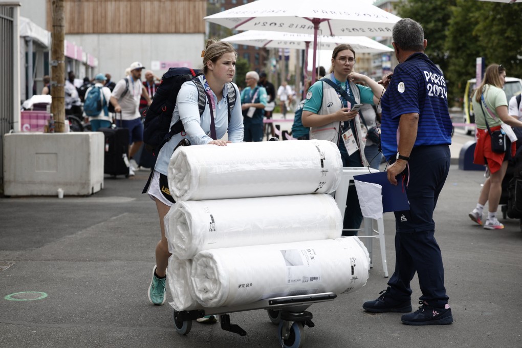 The 14,000 mattresses made from recycled plastic used in the Olympic Village will go to the French army, while their cardboard bases will be recycled. Photo: Reuters