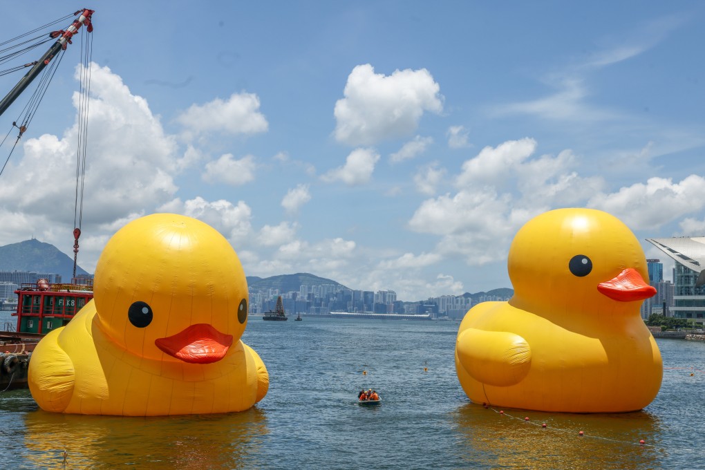 Artist Florentijn Hofman’s Double Duck in Hong Kong in 2023. From luxury hotel rooms to cruise ships to Hofman’s art installation, rubber ducks have earned a place in our hearts. Photo: May Tse