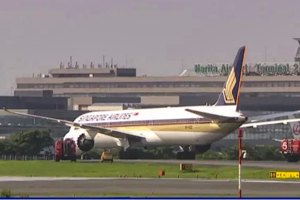One of Narita airport’s runways was temporarily closed following the incident. Photo: NHK
