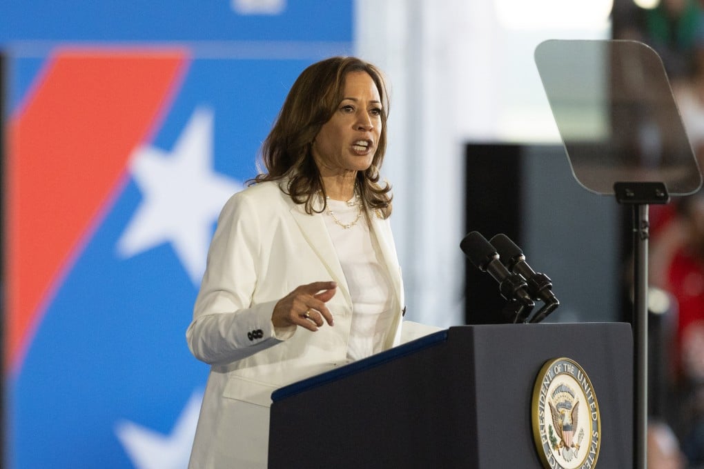US Vice-President Kamala Harris, the Democratic Party’s presidential candidate, speaks at a campaign rally outside Detroit, Michigan, on Wednesday. Trade has so far been rarely raised as a campaign issue. Photo: Xinhua