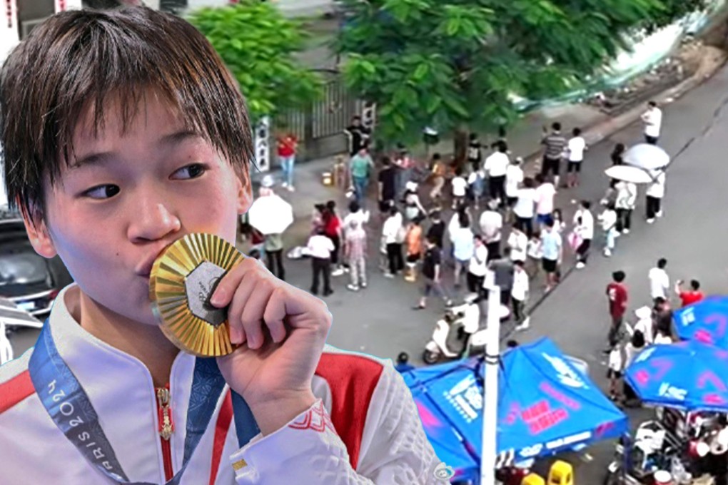 The home village of China’s Olympic teen diving queen Quan Hongchan has been besieged by visitors in the wake of her success in Paris. Photo: SCMP composite/Weibo/Douyin/AFP