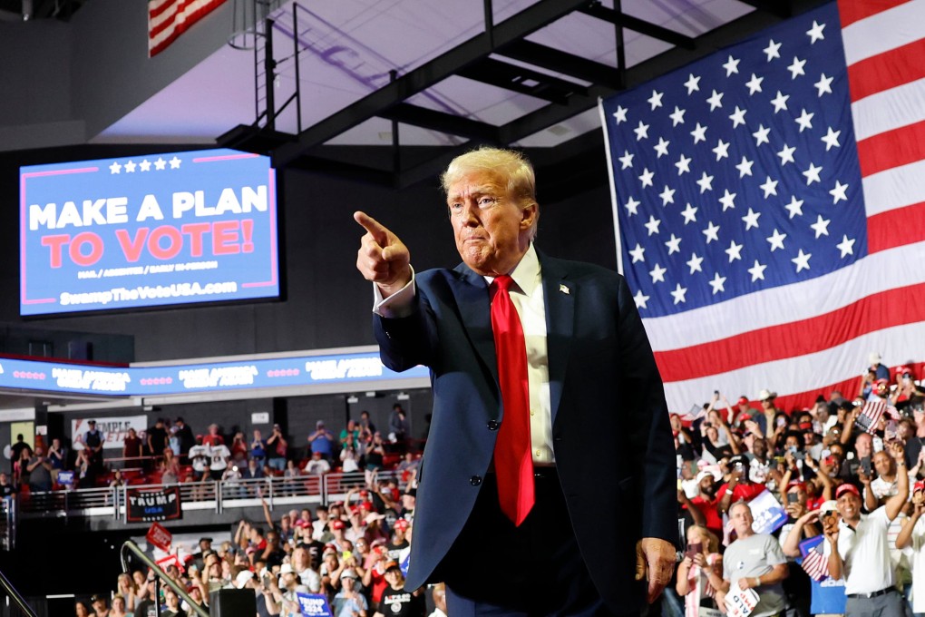 Former US president Donald Trump points during a campaign rally at Temple University in Philadelphia in June. Photo: The Philadelphia Inquirer/TNS