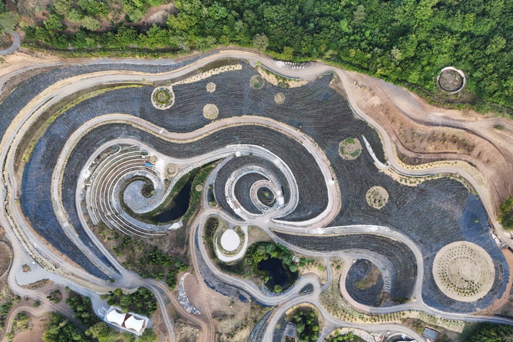 A drone view of the Starry Night park in Visoko, Bosnia and Herzegovina, which is based on one of Vincent van Gogh’s most famous paintings. Photo: Reuters