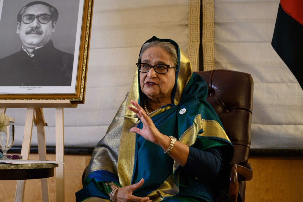 Bangladesh’s then-Prime Minister Sheikh Hasina speaks during an interview in New York in September 2022. Photo: AFP