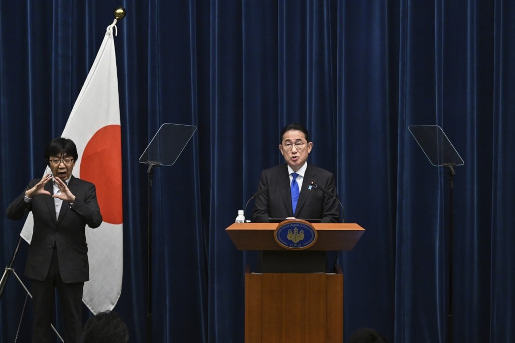 Japan’s Prime Minister Fumio Kishida speaks during a press conference in Tokyo on Wednesday. Photo: AP