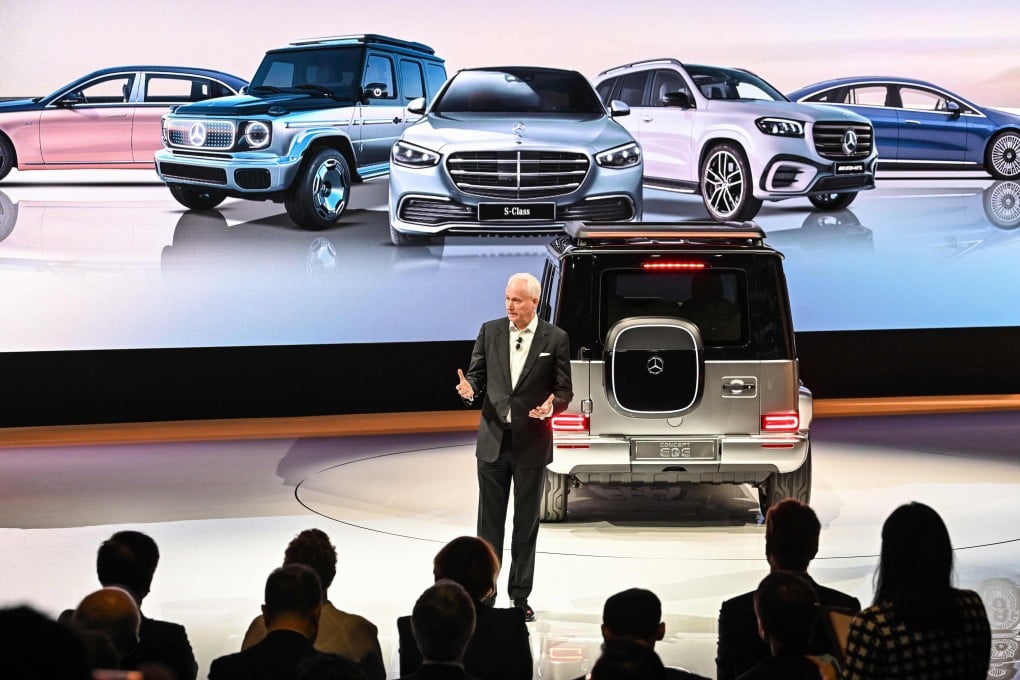 A Mercedes-Benz presentation at the Shanghai International Automobile Industry Exhibition, April 18, 2023. Photo: AFP