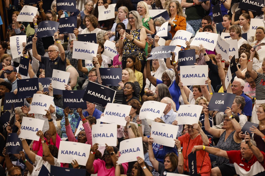 Supporters cheer for US Vice-President Kamala Harris during her campaign event in Wisconsin. The drug price deal would cut drug prices that could resonate with US voters worried about the cost of living. Photo: EPA-EFE