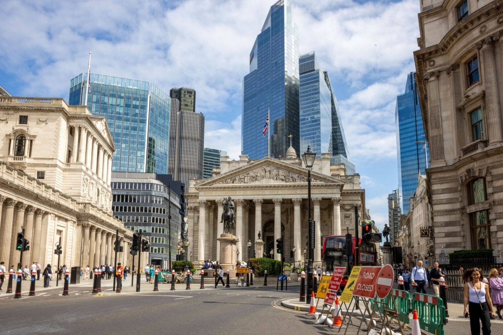 Skyscrapers beyond The Royal Exchange (centre) and the Bank of England (left) in London on August 5, 2024. Photo: Bloomberg