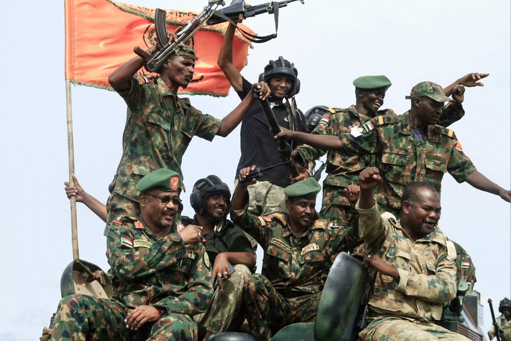 Members of Sudan’s armed forces take part in a parade in Gadaref on Wednesday. Photo: AFP