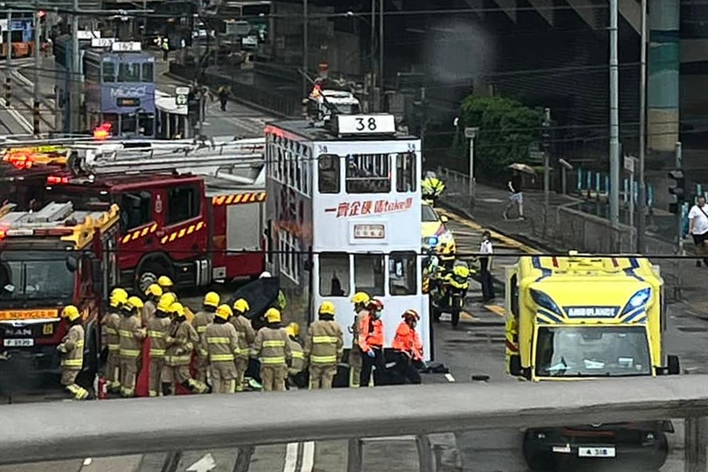 The three-year-old girl was trapped under the tram in Kennedy Town. Photo: Facebook