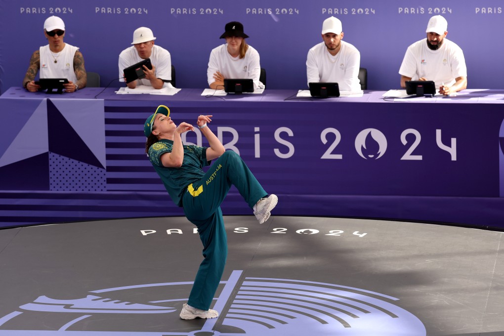 Rachael Gunn’s routine at the Olympics, which included kangaroo-mimicking moves in an Australia-logoed tracksuit, has been parodied worldwide. Photo: TNS