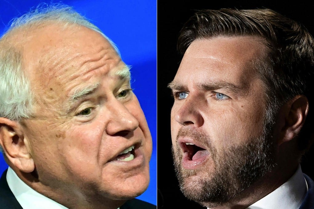 Democratic US vice-presidential candidate Tim Walz (left) and Republican rival J.D. Vance have agreed to a debate on October 1. Photos: AFP