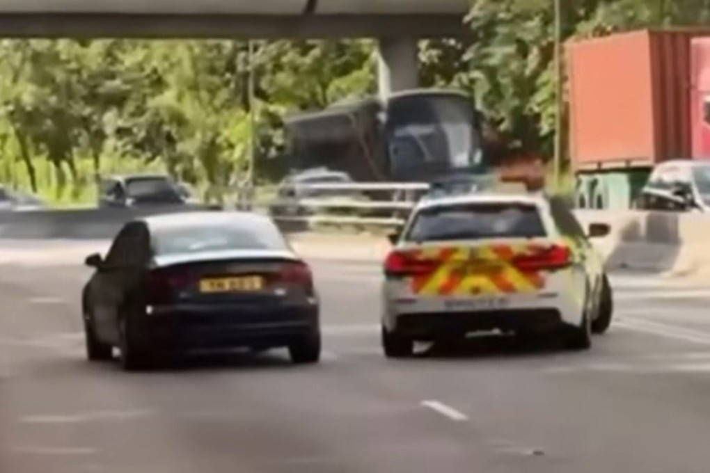 The Audi was last seen travelling on Ting Kau Bridge, heading towards the Yuen Long-bound Tai Lam Tunnel. Photo: Facebook/ Kitty Chau
