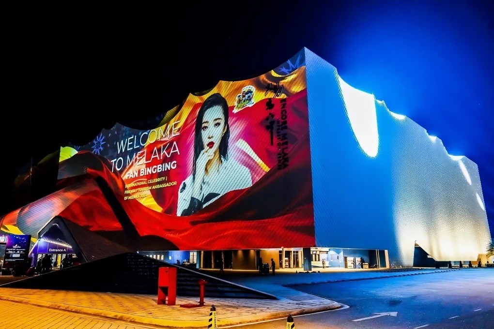 The Encore Melaka building is lit up with an LED projection welcoming Chinese actress and tourism ambassador Fan Bingbing to the Malaysian city. Photo: Facebook/Encore.Melaka