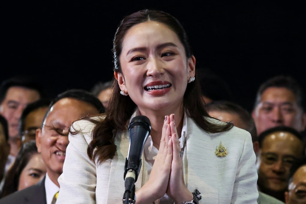 Pheu Thai party’s leader Paetongtarn Shinawatra after the Thai parliament confirms her as the country’s next prime minister, in Bangkok, Thailand, on Friday. Photo: Reuters