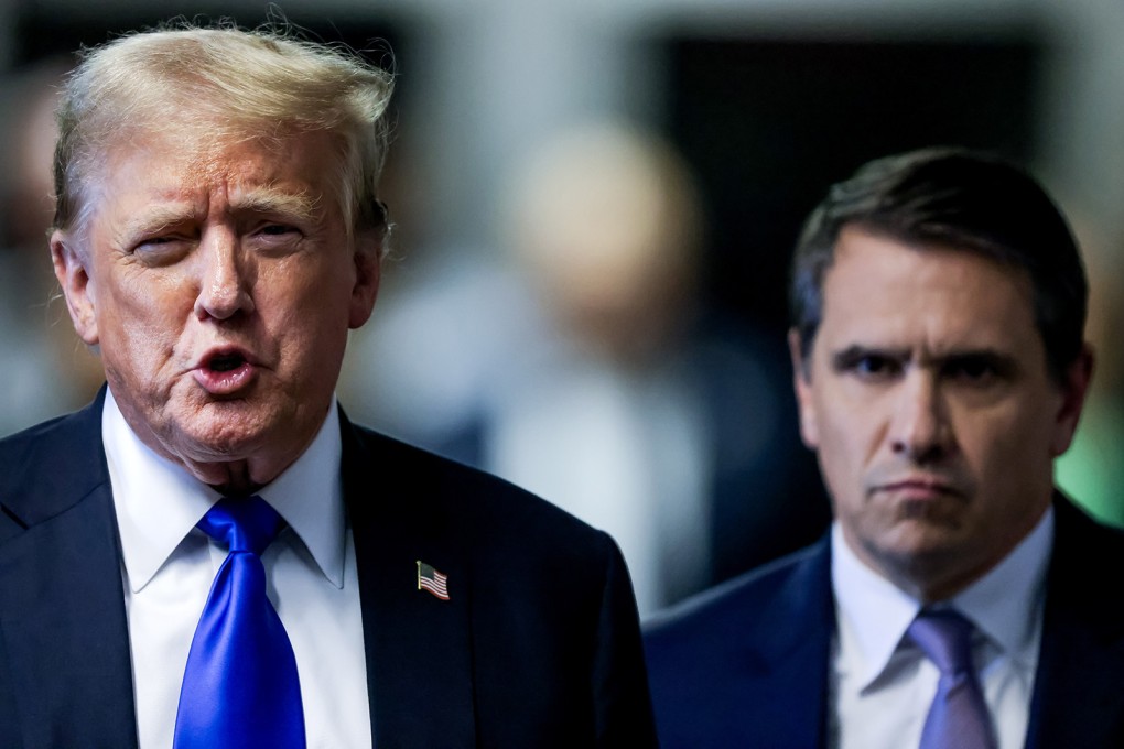 Former US president Donald Trump with his attorney Todd Blanche after being found guilty on all 34 counts in his hush money trial at Manhattan Criminal Court. Photo: Getty Images/TNS