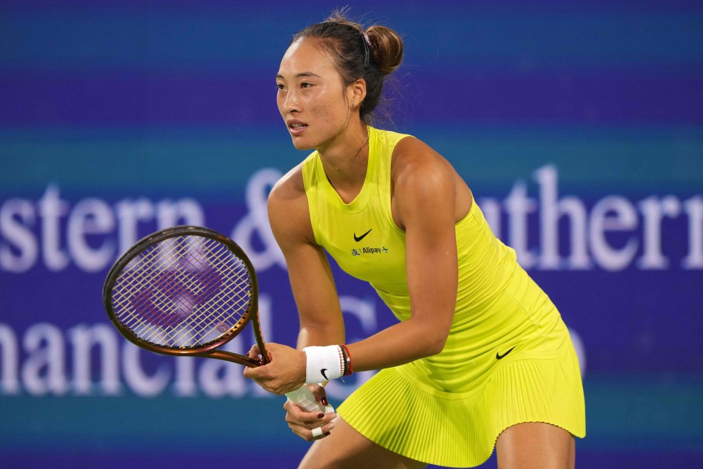 Zheng Qinwen in action during the Cincinnati Open on Friday. Photo: Getty Images via AFP