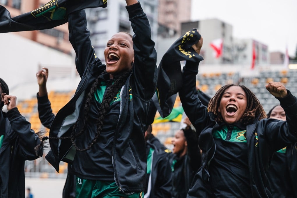 Jamaica’s players take part in the World Lacrosse Women’s U20 Championship’s opening ceremony on Thursday. Photo: HKLAX