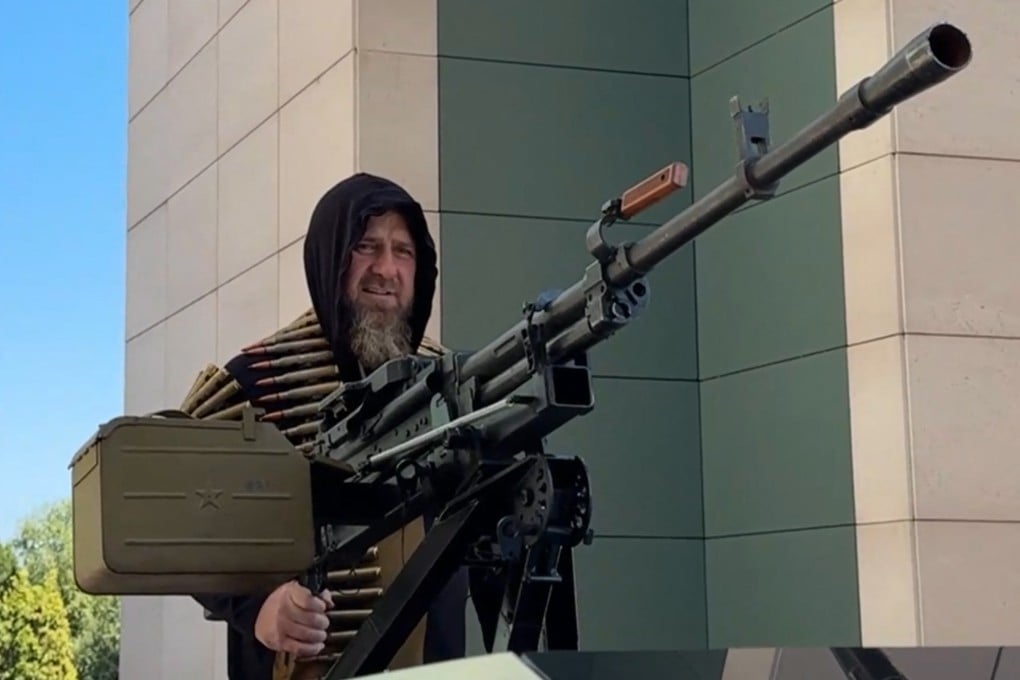 Chechen leader Ramzan Kadyrov stands atop a gun-mounted Tesla Cybertruck in Grozny, Chechnya. Photo: Telegram/rkadyrov_95 via AFP
