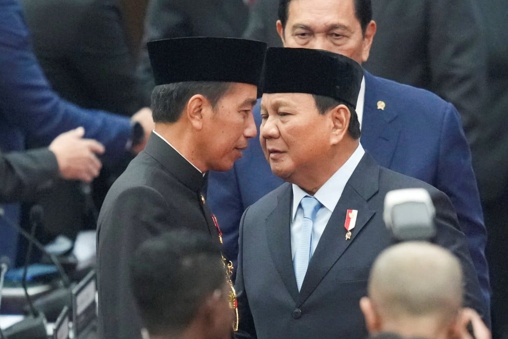 Indonesian President Joko Widodo, talks with Indonesian President-elect Prabowo Subianto after delivering his annual State of the Nation Address in Jakarta on August 16. Photo: Reuters