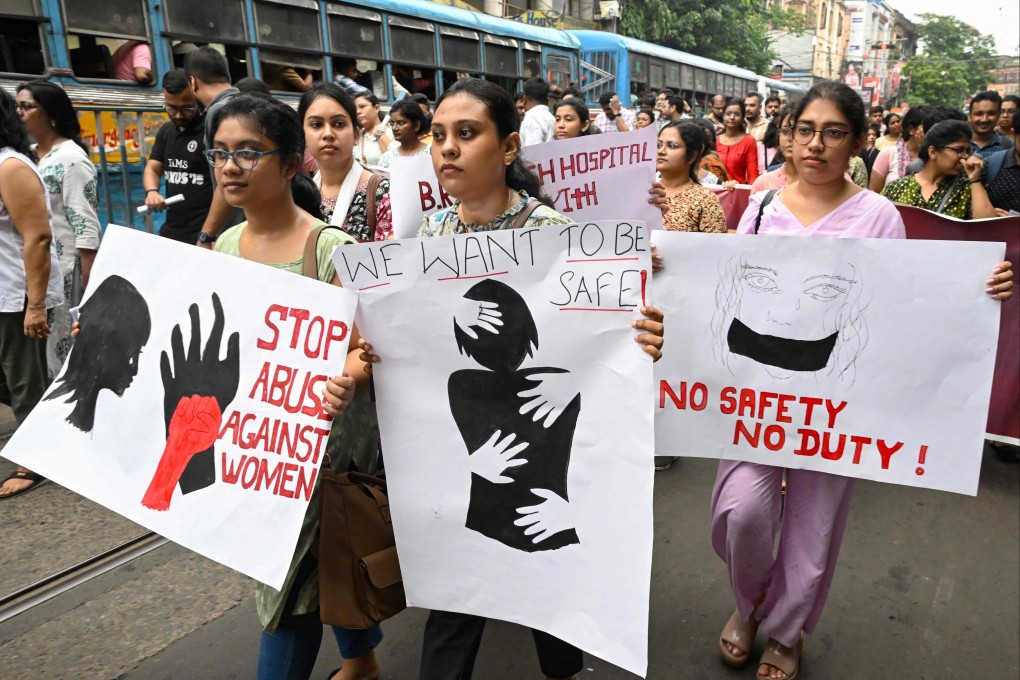 Activists and medical professionals protest on August 12 to condemn the rape and murder of a trainee doctor in Kolkata. Photo: AFP