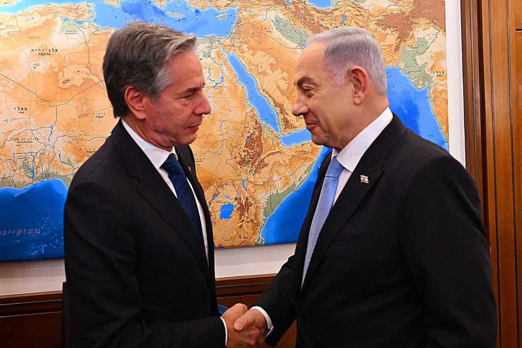 Israeli Prime Minister Benjamin Netanyahu (right) shakes hands with US Secretary of State Antony Blinken ahead of a meeting in Jerusalem on Monday. Photo: dpa