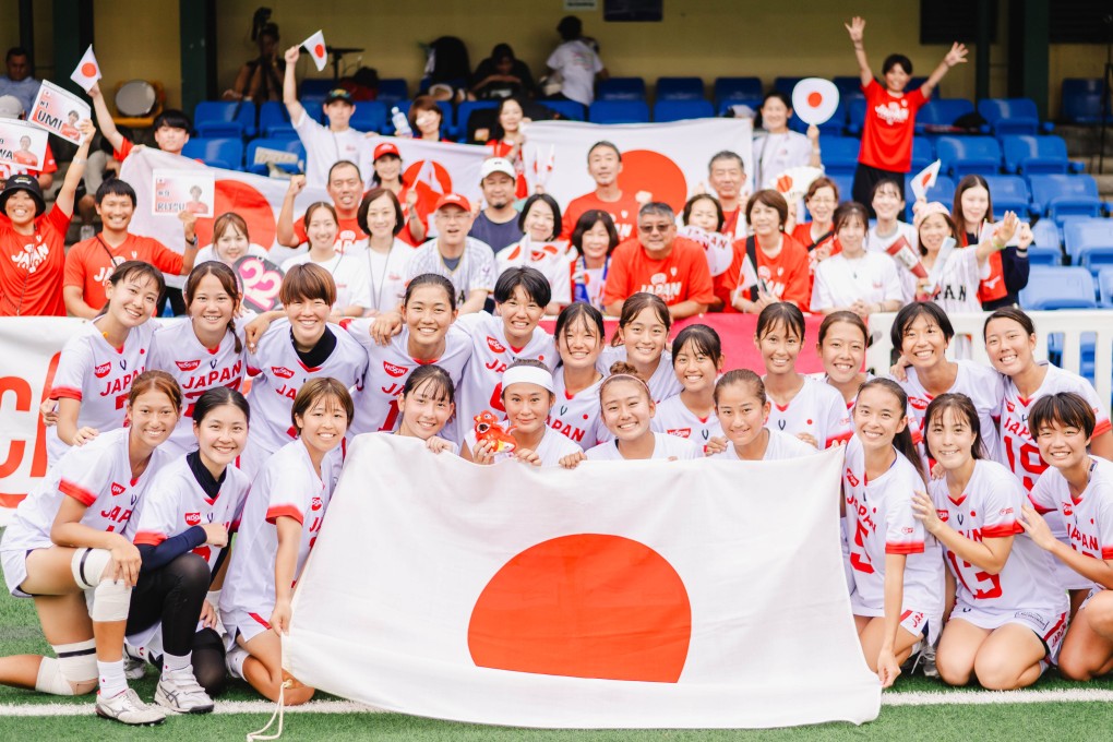 Megan Kitagawa (front row, third from right) with her teammates after Japan reached the semi-finals for the first time. Photo: HKCLA