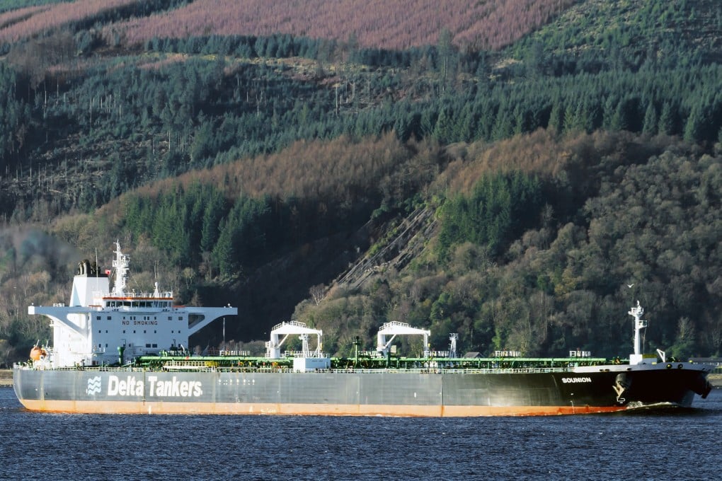 The Greek-flagged oil tanker Sounion in the UK. The vessel is drifting in the Red Sea following multiple attacks. Photo: AP