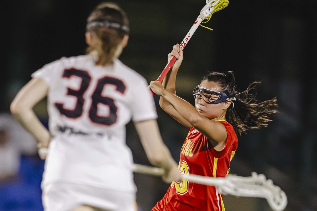 Kit Pingyu Zanelli (right) in action for China at the World Lacrosse Women’s U20 Championship. Photo: HKCLA