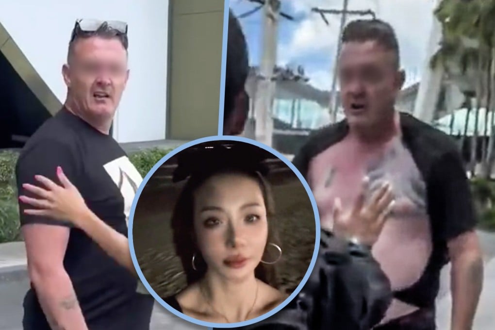 A burly Caucasian man got more than he bargained for when he bumped into and verbally abused a 70-year-old Chinese woman and her kick-boxing daughter in Thailand. Photo: SCMP composite/Douyin/Toutiao