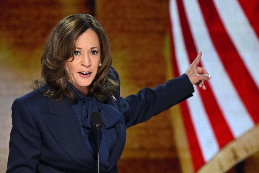 US Vice-President Kamala Harris addressing the Democratic National Convention in Chicago on Thursday, accepting her party’s presidential nomination. Photo: AFP